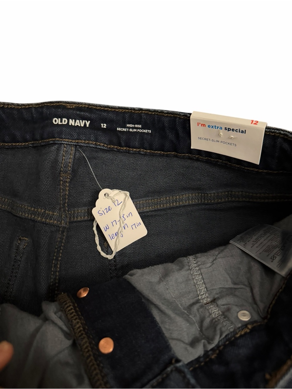 Old Navy High Waisted Slim Pocket Denim Mini Skirt size 12 NWT - Picture 3 of 5